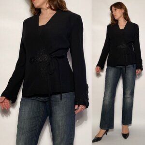 Vintage DESIGNER Wool & Silk Blazer with Beaded Details! Medium